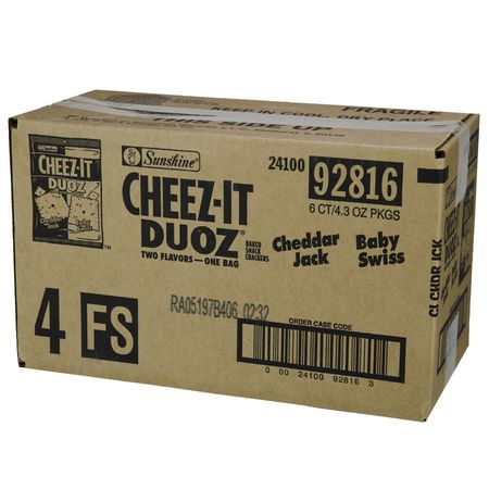 CHEEZ-IT Cheez-It Du oz. Cheddar And Baby Swiss Cracker 4.3 oz., PK6 2410092816